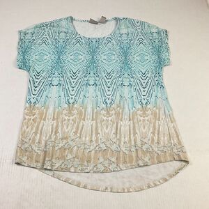 Chicos Womens Imperial Diamond T-Shirt Colorful Print Tee Short Sleeve 0 S Small